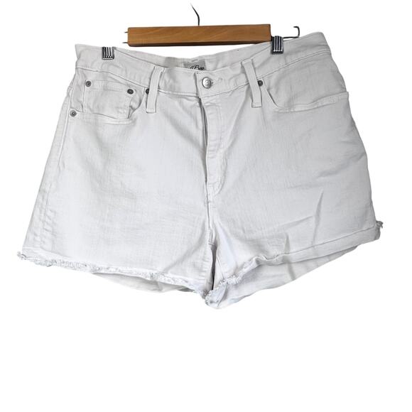 J. Crew Mid-Rise Classic White Denim Shorts Size 30 - Picture 1 of 3